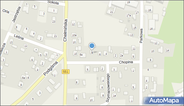 Unisław, Chopina Fryderyka, 8, mapa Unisław