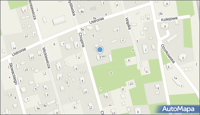 Ustronie, Chopina Fryderyka, 3, mapa Ustronie