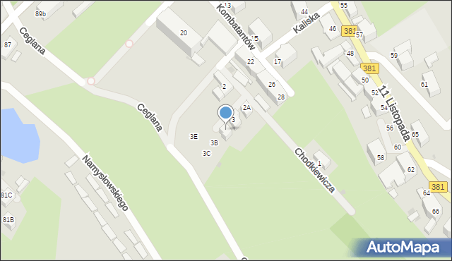 Wałbrzych, Chodkiewicza Jana Karola, hetm., 3A, mapa Wałbrzycha