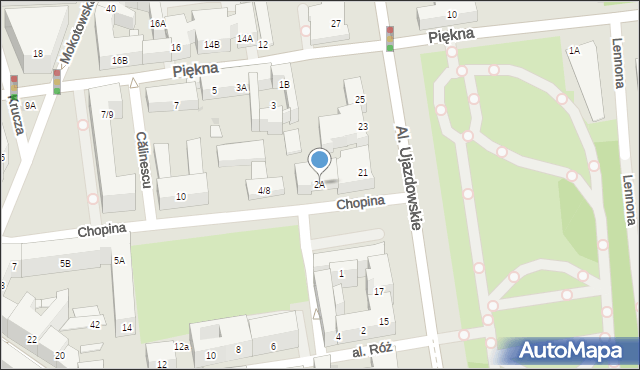 Warszawa, Chopina Fryderyka, 2A, mapa Warszawy