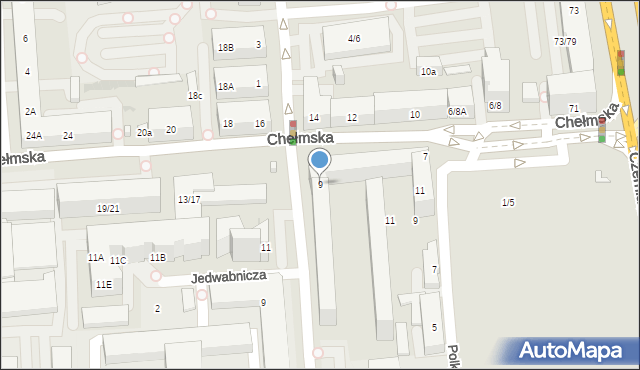 Warszawa, Chełmska, 9, mapa Warszawy