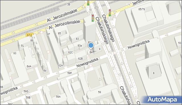 Warszawa, Chałubińskiego Tytusa, 9A, mapa Warszawy