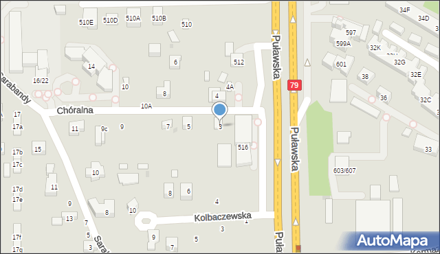 Warszawa, Chóralna, 3, mapa Warszawy