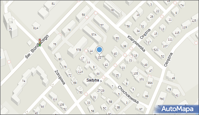 Warszawa, Chochołowska, 12, mapa Warszawy