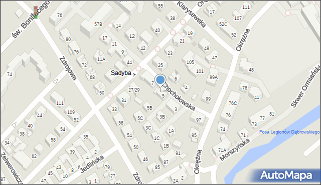 Warszawa, Chochołowska, 5A, mapa Warszawy