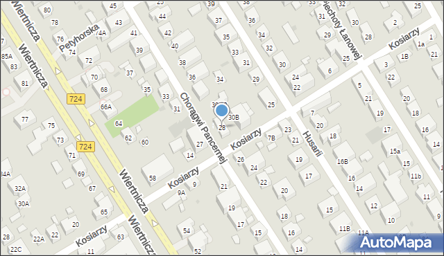 Warszawa, Chorągwi Pancernej, 28, mapa Warszawy