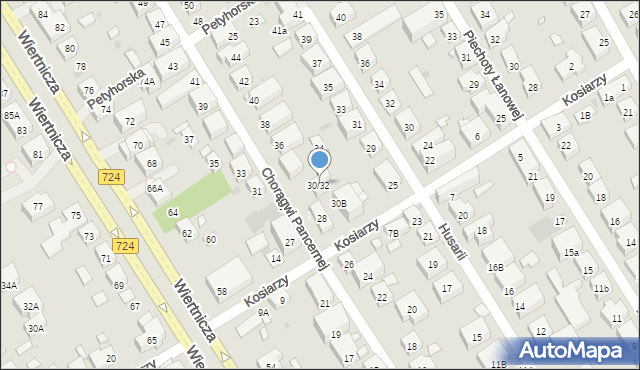 Warszawa, Chorągwi Pancernej, 30/32, mapa Warszawy