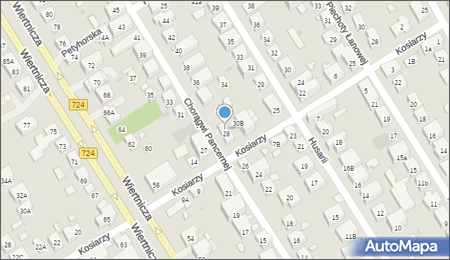 Warszawa, Chorągwi Pancernej, 30, mapa Warszawy