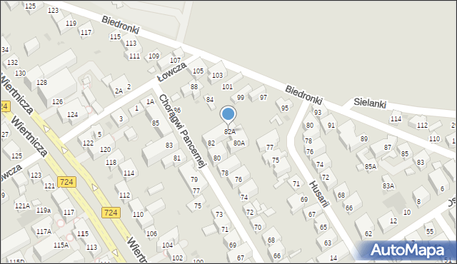 Warszawa, Chorągwi Pancernej, 82A, mapa Warszawy