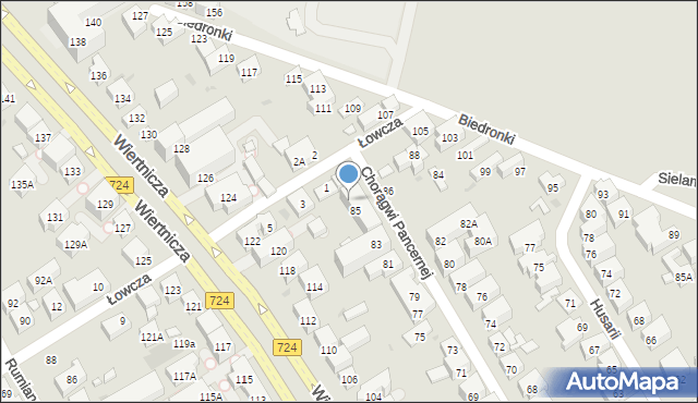Warszawa, Chorągwi Pancernej, 87, mapa Warszawy