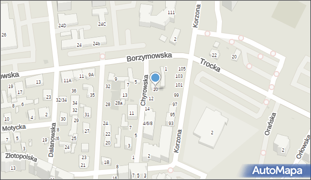 Warszawa, Chyrowska, 10, mapa Warszawy