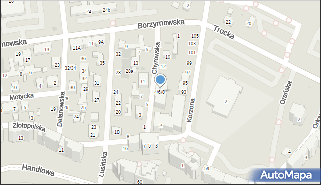 Warszawa, Chyrowska, 4/6/8, mapa Warszawy