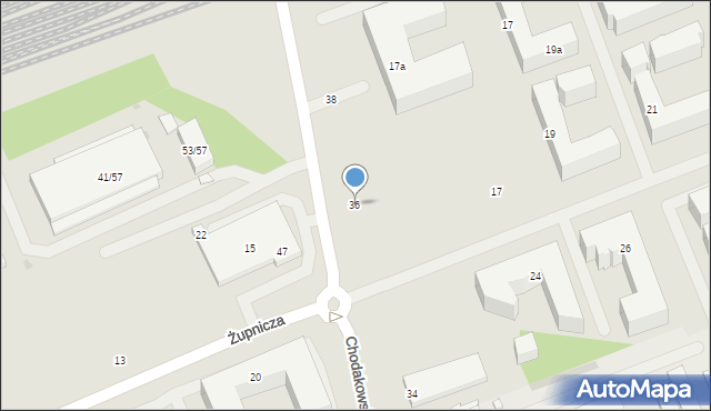 Warszawa, Chodakowska, 36, mapa Warszawy