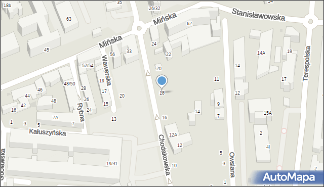 Warszawa, Chodakowska, 18, mapa Warszawy