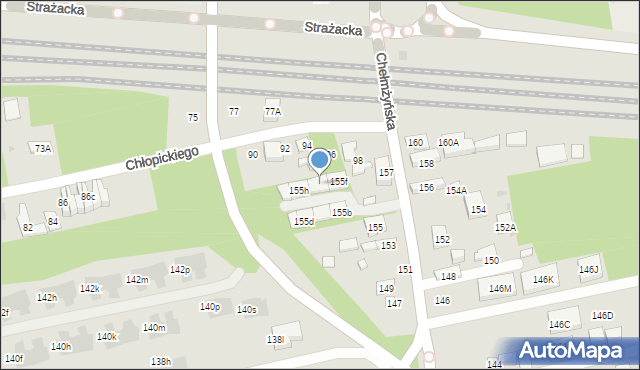 Warszawa, Chełmżyńska, 155g, mapa Warszawy