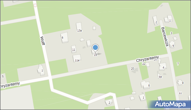 Warszawa, Chryzantemy, 13, mapa Warszawy