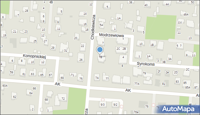 Warszawa, Chodkiewicza Jana Karola, hetm., 7B, mapa Warszawy