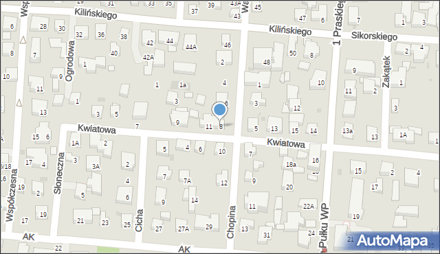 Warszawa, Chopina Fryderyka, 8, mapa Warszawy