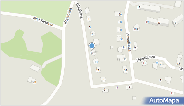 Węgorzewo, Chmielna, 11, mapa Węgorzewo