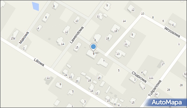 Wikielec, Chabrowa, 9, mapa Wikielec