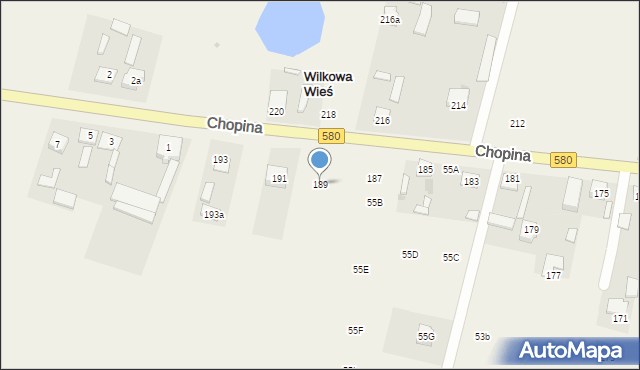 Wilkowa Wieś, Chopina Fryderyka, 189, mapa Wilkowa Wieś