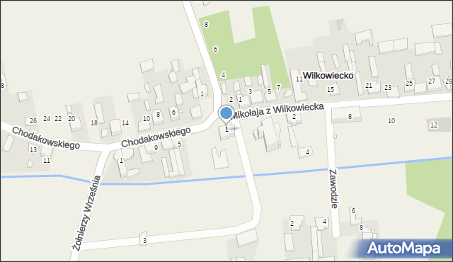 Wilkowiecko, Chodakowskiego, płk., 3, mapa Wilkowiecko