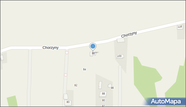 Wola Radziszowska, Chorzyny, 86, mapa Wola Radziszowska