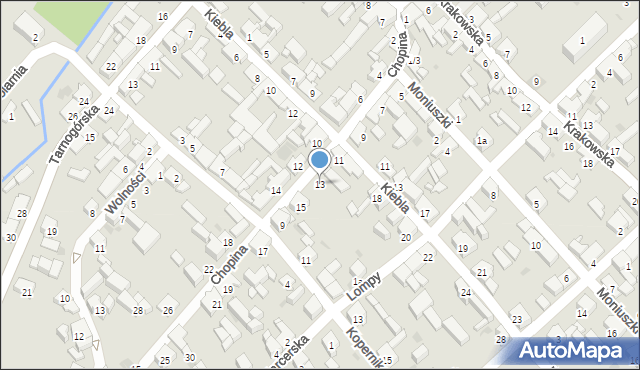 Woźniki, Chopina Fryderyka, 13, mapa Woźniki
