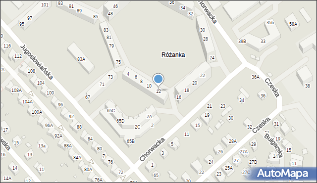 Wrocław, Chorwacka, 12, mapa Wrocławia