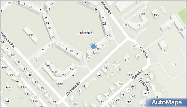 Wrocław, Chorwacka, 18, mapa Wrocławia