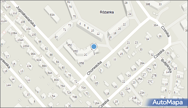 Wrocław, Chorwacka, 2, mapa Wrocławia