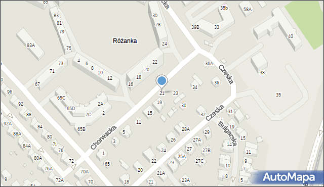 Wrocław, Chorwacka, 21, mapa Wrocławia