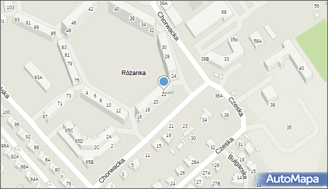 Wrocław, Chorwacka, 22, mapa Wrocławia