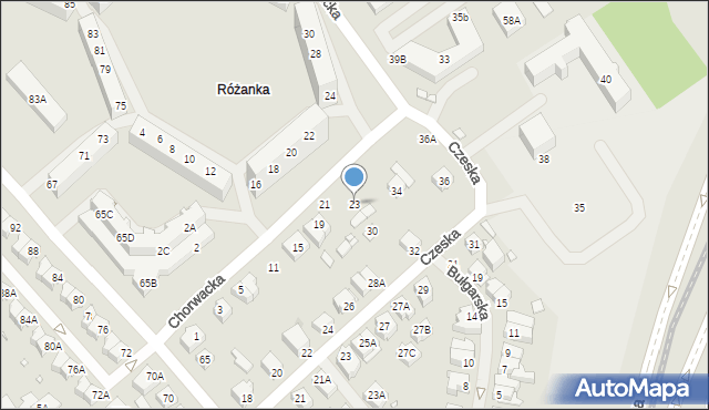 Wrocław, Chorwacka, 23, mapa Wrocławia