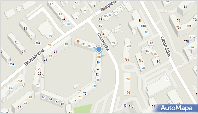 Wrocław, Chorwacka, 88, mapa Wrocławia