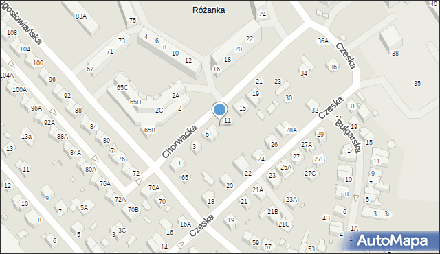 Wrocław, Chorwacka, 9, mapa Wrocławia