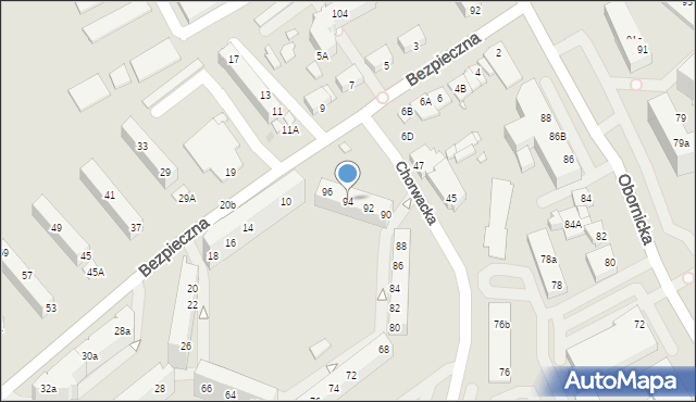 Wrocław, Chorwacka, 94, mapa Wrocławia