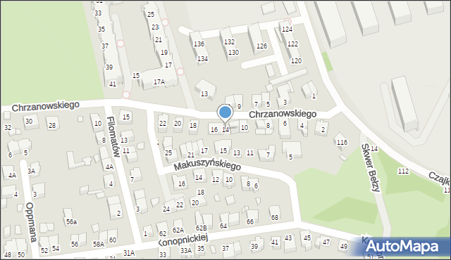 Wrocław, Chrzanowskiego Ignacego, 14, mapa Wrocławia