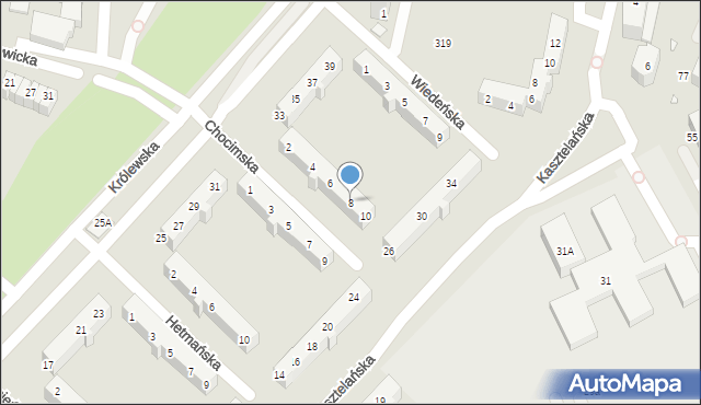 Wrocław, Chocimska, 8, mapa Wrocławia