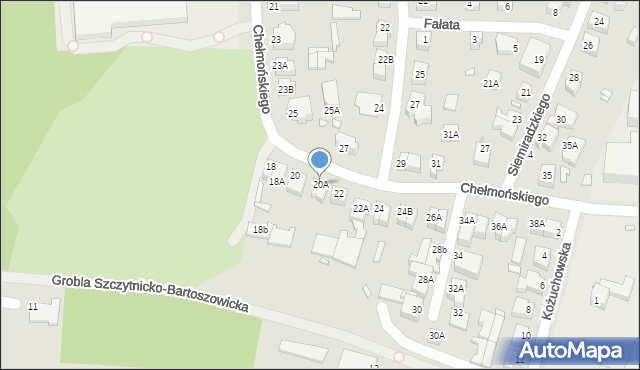 Wrocław, Chełmońskiego Józefa, 20A, mapa Wrocławia