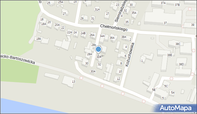 Wrocław, Chełmońskiego Józefa, 32A, mapa Wrocławia