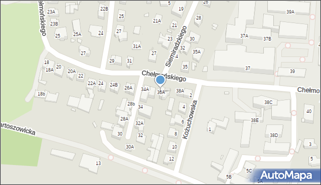 Wrocław, Chełmońskiego Józefa, 36A, mapa Wrocławia