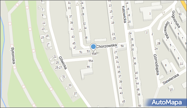 Wrocław, Chorzowska, 53A, mapa Wrocławia