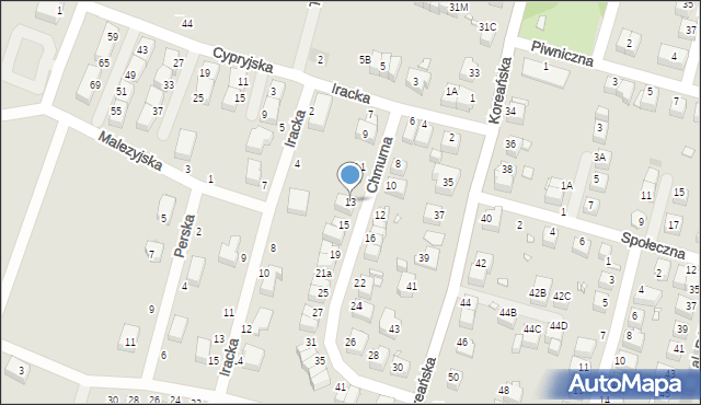 Wrocław, Chmurna, 13, mapa Wrocławia