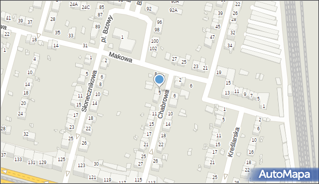 Wrocław, Chabrowa, 5, mapa Wrocławia