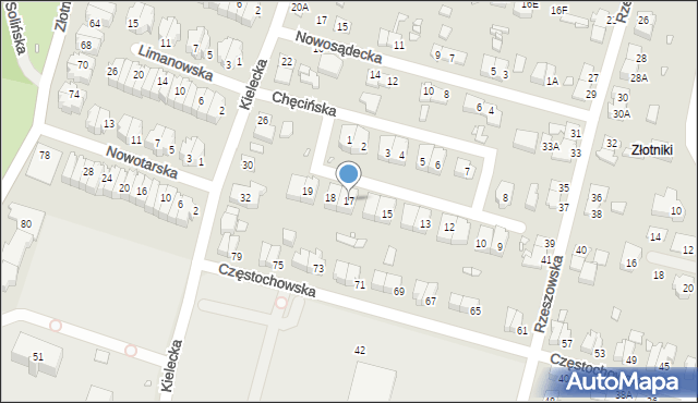 Wrocław, Chęcińska, 17, mapa Wrocławia