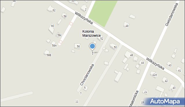 Wrocław, Chocianowska, 2, mapa Wrocławia