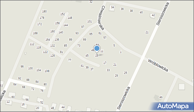 Wrocław, Chwalimierska, 13, mapa Wrocławia