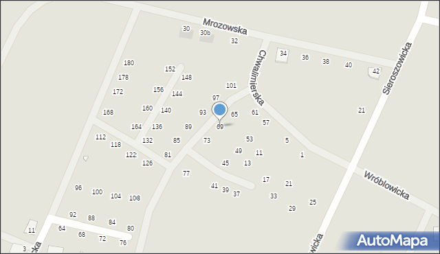 Wrocław, Chwalimierska, 69, mapa Wrocławia