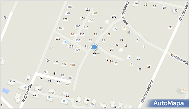 Wrocław, Chwalimierska, 77, mapa Wrocławia